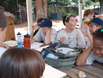 Campers sketch in their journals